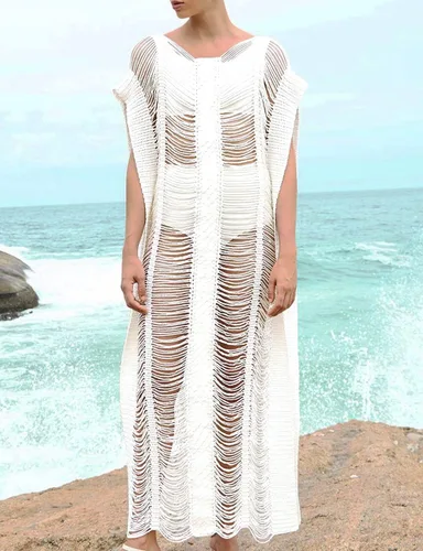 Vista 3 de Bsubseach Vestido sin mangas de playa de punto para mujer con hueco para traje de baño