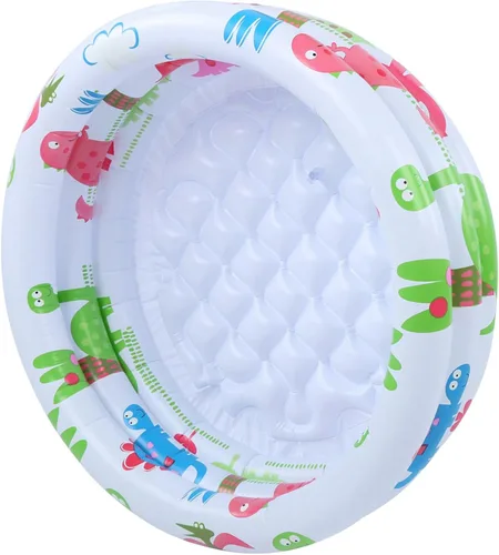 Vista 7 de Piscina infantil inflable redonda blanca de PVC para niños y niños pequeños, fácil de almacenar y transportar, ideal para patio trasero, baño, playa
