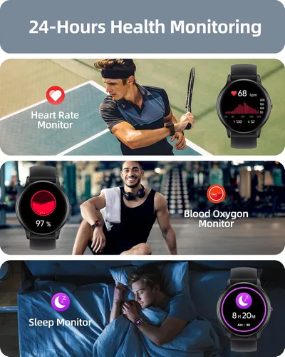 Vista 3 de Reloj inteligente Parsonver para hombres y mujeres (responder/hacer llamadas), pantalla HD, rastreador de fitness IP68 resistente al agua con más