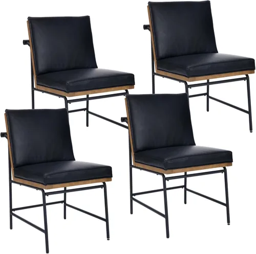 Vista 11 de LukeAlon Juego de 2 sillas de comedor de poliuretano con respaldo cuadrado Beige