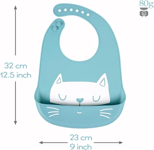 Vista 4 de Baberos de alimentación del silicón del bebé, 3pcs baberos impermeables ajustables para la alimentación