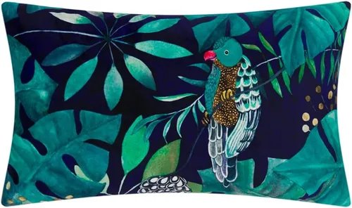 Vista 8 de Funda de almohada decorativa de loro verde azulado, diseño floral de pájaros tropicales, funda de almohada suave de lujo bohemia para sofá, cama