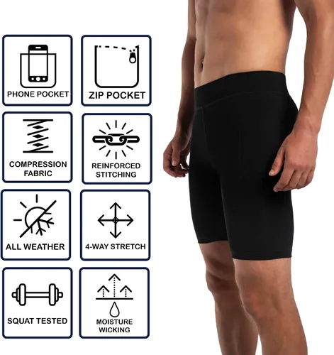 Vista 4 de Kapow Meggings Pantalones cortos de compresión para hombre con bolsillos