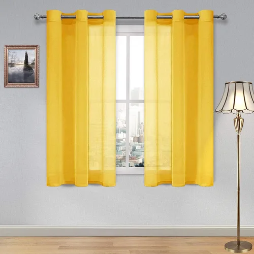Vista 104 de DWCN Cortinas traslúcidas color verde frijol para sala de estar y dormitorio - Cortinas voile con aspecto de lino sintético con ojales en la parte