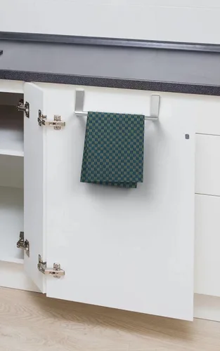 Vista 3 de Toallero de 9 pulgadas para colocar sobre el gabinete, toallero y toallero para baño y cocina, acero inoxidable, paquete de 2 (plateado)