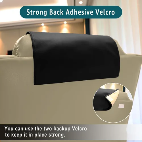Vista 2 de Funda para reposacabezas prémium para silla reclinable, protector de reposacabezas reclinable de piel sintética ignífuga, resistente al desgaste