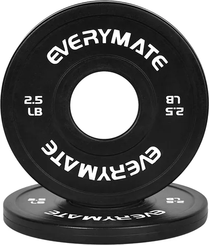 Vista 10 de EVERYMATE Juego de placas de peso de cambio negro, 1.25 libras, 2.5 libras, 5 libras, juego de placas olímpicas fraccionarias para entrenamiento