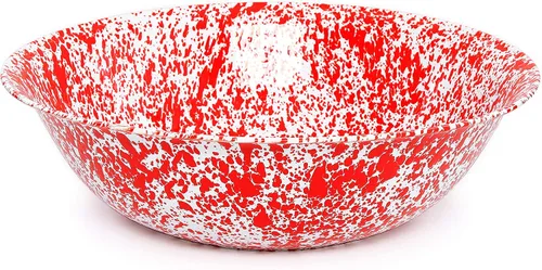 Vista 14 de Enamelware Cuenca pequeña, 4 cuartos de galón, Negro/Blanco Splatter (individual)