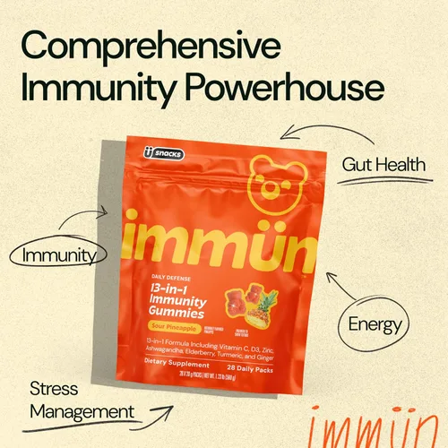 Vista 2 de Grüns Gomitas de inmunidad inmune con vitamina C, apoyo inmunológico diario