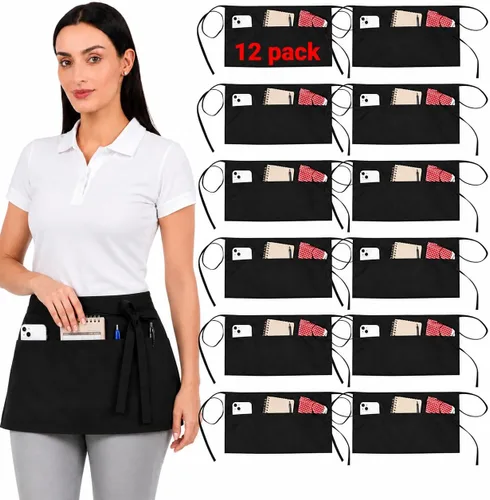 Vista 21 de Delantal de cocina de algodón resistente a las gotas de agua con delantales ajustables para mujer con bolsillos 8 opciones de color para cocinar