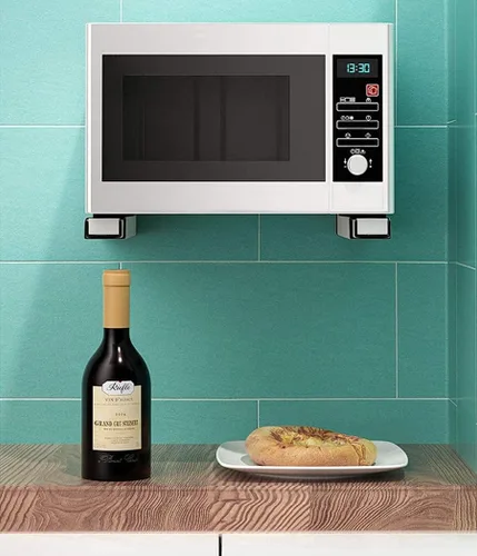 Vista 5 de Soporte de Pared Plegable y Retráctil de Acero Inoxidable 304 para Microondas, Soporte de Pared Plegable para Horno de Microondas para Accesorios
