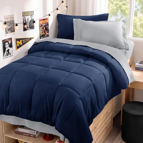 Vista 66 de JOLLYVOGUE Juego de edredón individual XL, cama ultrasuave en una bolsa, tamaño individual XL, 5 piezas, juego de ropa de cama certificado Oeko-TEX