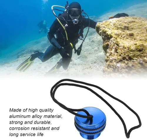Vista 3 de Cubierta de polvo de buceo, cubierta antipolvo de válvula, protector de válvula de buceo de aleación de aluminio ventilado con cuerda fija para tapa