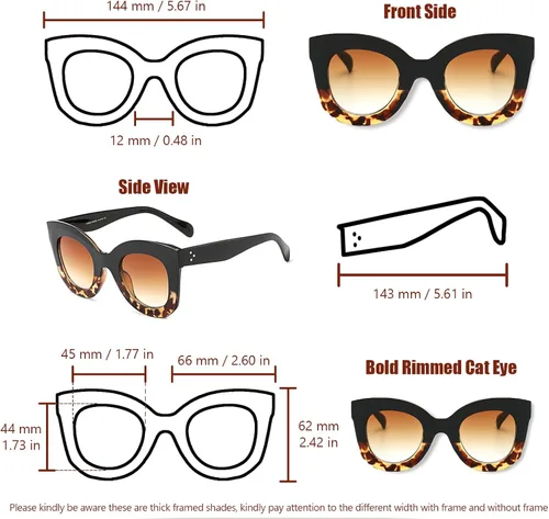 Vista 3 de Gafas de sol con diseño de mariposa, semi ojo de gato, montura de plástico y lentes gradientes transparentes