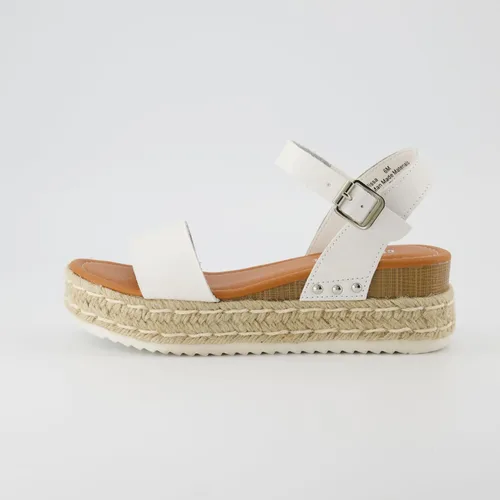 Vista 4 de Sandalias de plataforma CUSHIONAIRE Melissa estilo alpargata para mujer con correa al tobillo ajustable y plantilla de espuma viscoelástica