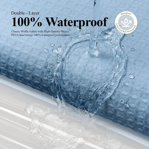 Vista 7 de 3 in 1 Waffle Shower Curtain Set with Liner 72x72 Moonlight Blue Moonlight Blue Blue