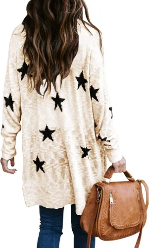 Vista 5 de Cárdigan de punto con estampado de estrellas y bolsillos para mujer