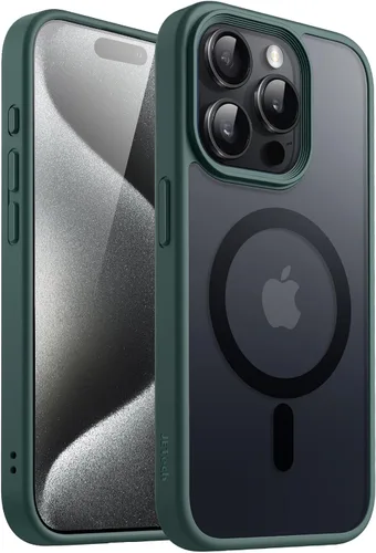 Vista 20 de JETech - Carcasa magnética mate para iPhone 15, color negro Compatible con MagSafe, parte trasera mate translúcida, protección delgada a prueba