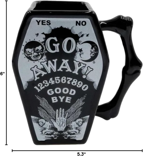 Vista 4 de Kreepsville 666 Taza de ataúd Criatura de la noche ir lejos Ouija Skull Cross Bones, negro, talla única