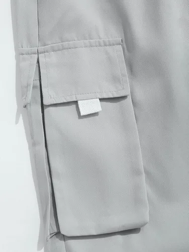 Vista 7 de ZAFUL Pantalones cargo Techwear con cordón para hombre con bolsillos con solapa, atléticos y elásticos, pantalones casuales y pantalones deportivos