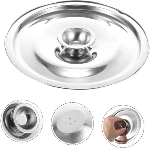 Vista 3 de STOBAZA Tapa para tarro de aceite de 7.08 pulgadas, reutilizable, con mango de madera antiquemaduras, ajuste universal para ollas y sartenes