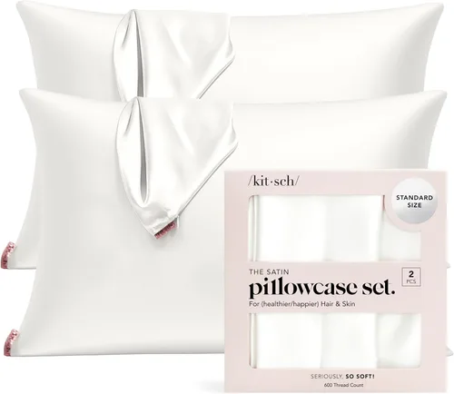 Vista 18 de Kitsch Funda de almohada de satén con cremallera, tamaño estándar, Aura