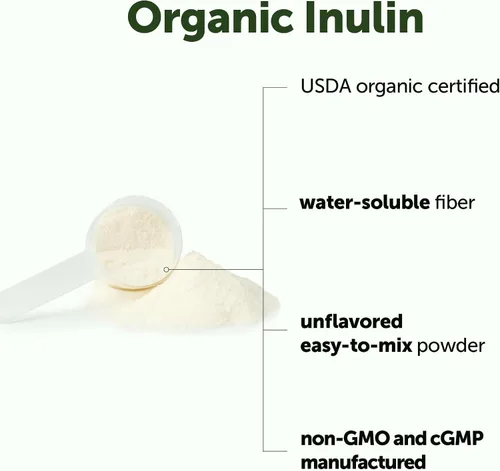 Vista 3 de Micro Ingredients Polvo de Fibra de Inulina Orgánica FOS, 1.1 lb Prebiótico Natural de Disolución Rápida en Agua Fibra Natural Sin Sabor