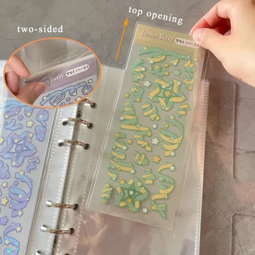 Vista 2 de Carpeta Organizadora de Almacenamiento de Calcomanías Transparentes para Calcomanías Deco Kpop Libro Álbum Coleccionable de Calcomanías A6