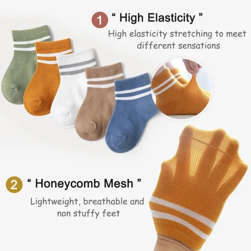 Vista 4 de ZURLEFY Nuevos calcetines de malla de verano para bebés, niños y niñas pequeñas, calcetines para recién nacidos, accesorios esenciales para bebés