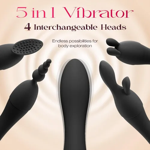 Vista 5 de MOOLIGIRL Vibrador juguetes para adultos, juguetes sexuales para mujeres, kit de vibradores de punto G con 4 cabezales de silicona de repuesto