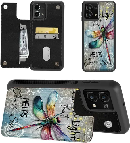 Vista 8 de Funda tipo cartera para Moto G Stylus 5G 2023 con soporte para tarjetas, bloqueo RFID, piel sintética, función atril, cierre magnético, funda