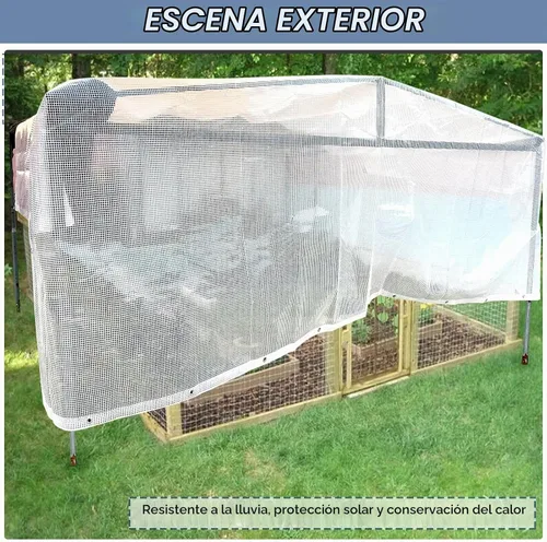 Vista 7 de STARPYNG - Lona transparente/blanca de 10 mil de 10 x 12 pies - Lona de malla transparente resistente - Lona impermeable, resistente a los rayos UV