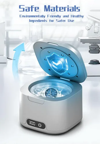 Vista 3 de Máquina de limpieza ultrasónica para dentaduras postizas y joyas, mini hogar, 4 ajustes, blanco