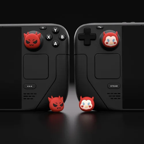 Vista 7 de PlayVital Halloween Thumb Grip Caps for Steam Deck LCD, Silicone Thumbsticks Grips Joystick Caps for Steam Deck OLED - Little Devils