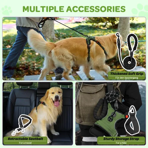 Vista 5 de FURRYFECTION Arnés a cuadros para perros pequeños, chaleco reflectante ajustable sin tirones para mascotas con clip frontal, correa, asa de fácil
