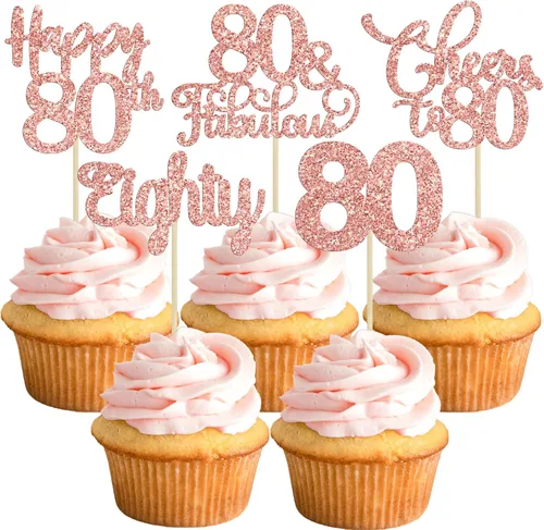 Vista 32 de Paquete de 30 adornos para cupcakes con purpurina de doble dígito para cumpleaños de 10 años, para cumpleaños, aniversario, fiesta, suministros