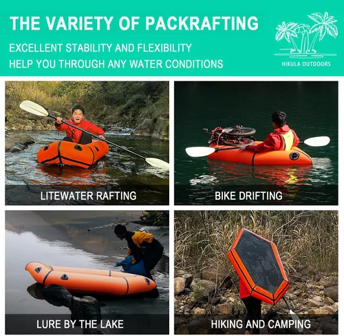 Vista 6 de Inflatable Lightweight TPU PackRaft Eco-Friendly White Water Rafting Micro Inflatable Kayak Canoe Carry Bag Included