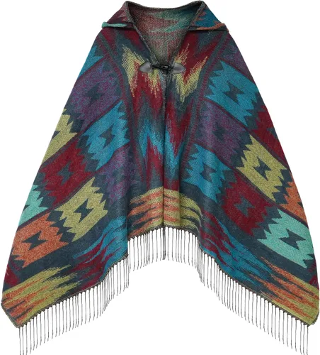 Vista 16 de Uyuni Poncho con volantes estilo chal bohemio para mujer, holgado, vintage