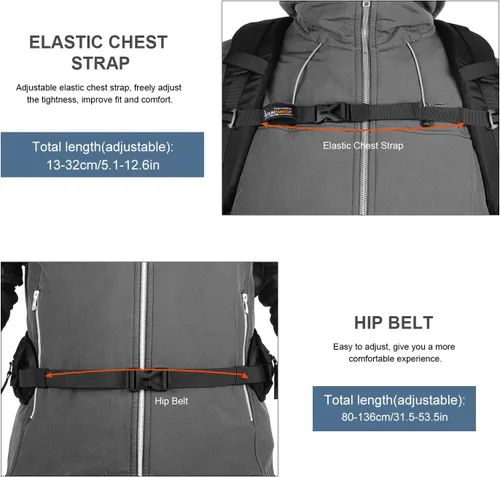 Vista 8 de MOUNTAINTOP 30L Hiking Backpack,Men Women Camping Backpack,Lightweight Trekking Travel Backpacks for Climbing Skiing Cycling