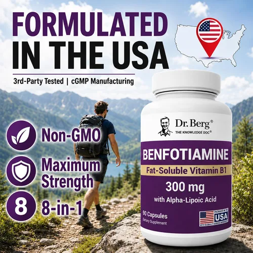 Vista 5 de Dr. Berg Vitamin B1 Benfotiamine 300mg 8-in-1 Nerve Support 90 Capsules