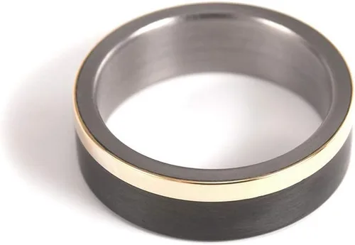 Vista 2 de 18ct gold, titanium and carbon fiber ring (00424_7N)