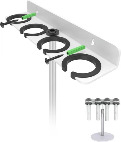 Vista 10 de Soporte Múltiple de Micrófonos Mejorado 2025 para Soporte de Micrófono, Organizador de Almacenamiento para Micrófonos Dinámicos Cableados e