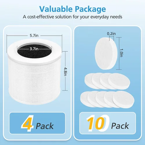 Vista 7 de Paquete de 4 filtros de repuesto Core Mini para purificadores de aire Paquete de 4 filtros básicos