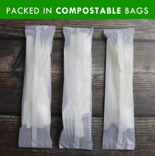 Vista 2 de GreenWorks Kits de cubiertos compostables de alta resistencia de 7 pulgadas, certificado BPI, 200