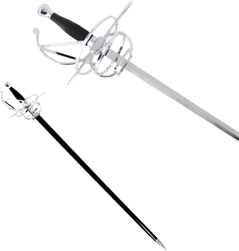 Vista 6 de Medieval Warrior Esgrima Rapier-espiral barrida espada de empuñadura viene con vaina