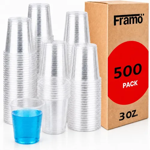 Vista 7 de Framo - Vasos de plástico desechables transparentes de 3 onzas por Framo, pequeños vasos desechables para enjuague bucal para baño
