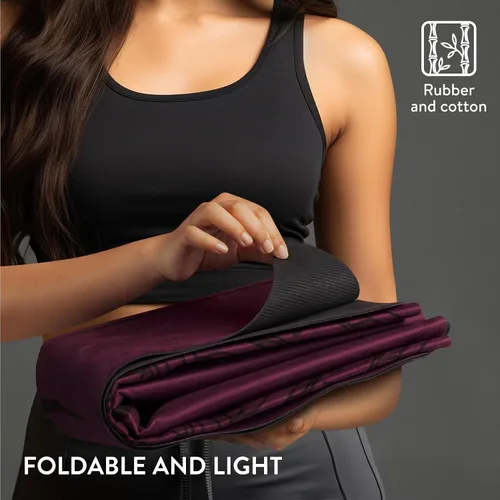 Vista 2 de Navaris Esterilla de yoga plegable para viajes, tapete de ejercicio de 1/16 pulgadas de grosor para pilates, entrenamiento, gimnasio, fitness
