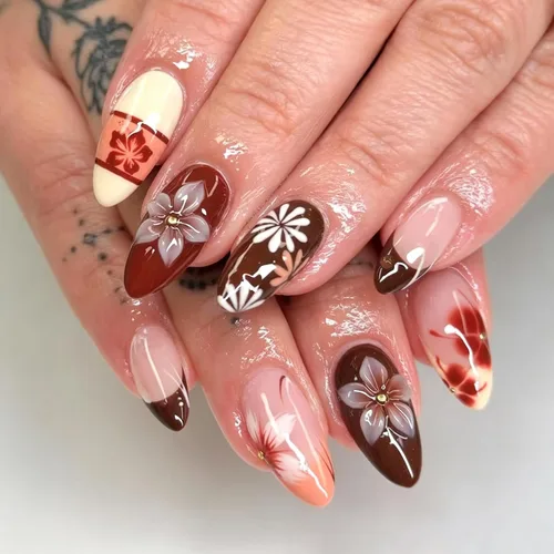 Vista 19 de 24 uñas postizas medianas a presión con forma de almendra, color LMT-7-81
