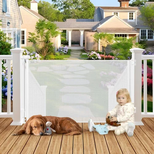 Vista 10 de Puerta retráctil para exteriores resistente a la intemperie para perros con tornillos y varillas de acero inoxidable que no se oxidan, puertas