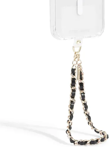 Vista 2 de Case-Mate Correa de muñeca con dije de teléfono, cadena dorada/cuero negro Detachable Anti-Theft Phone Strap - Hands-Free iPhone Wrist Strap for